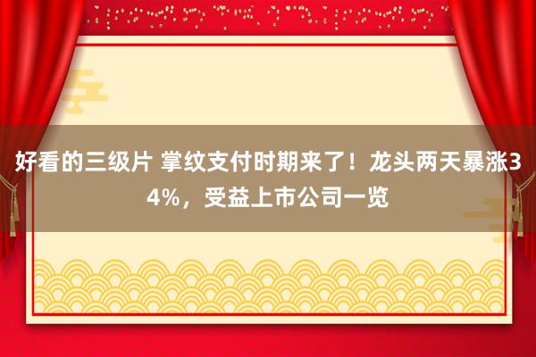 好看的三级片 掌纹支付时期来了！龙头两天暴涨34%，受益上市公司一览