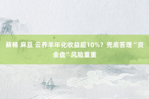 蘇暢 麻豆 云养羊年化收益超10%？兜底答理“资金盘”风险重重