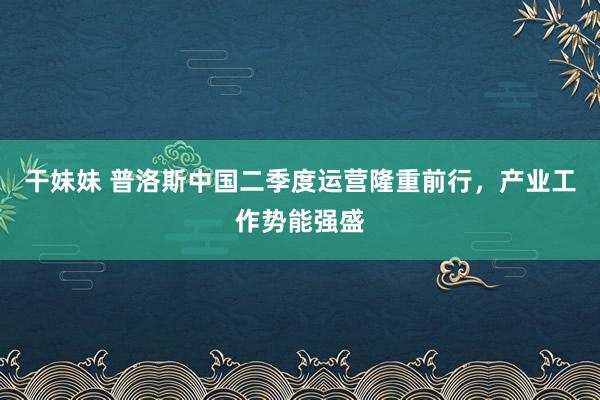 干妹妹 普洛斯中国二季度运营隆重前行，产业工作势能强盛