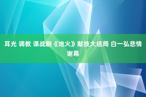 耳光 调教 谍战剧《地火》献技大结局 白一弘悲情谢幕